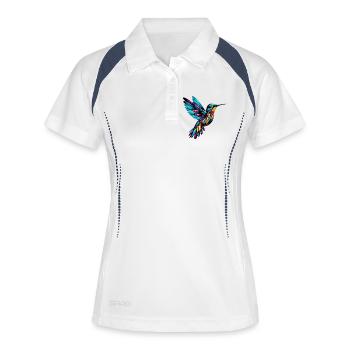 Kolibri - Frauen Polo atmungsaktiv - Weiß/Navy - Vorne