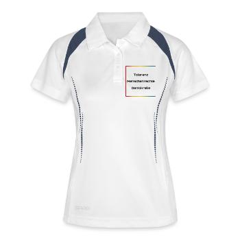 Regenbogen Toleranz Menschenrechte Demokratie - Frauen Polo atmungsaktiv - Weiß/Navy - Vorne