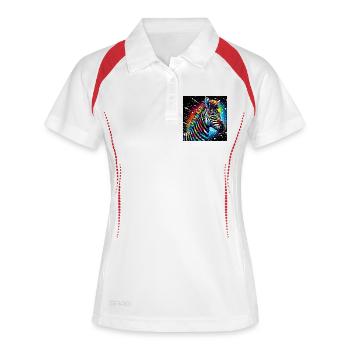 Zebra - Frauen Polo atmungsaktiv - Weiß/Navy - Vorne