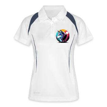 Wolf - Frauen Polo atmungsaktiv - Weiß/Navy - Vorne