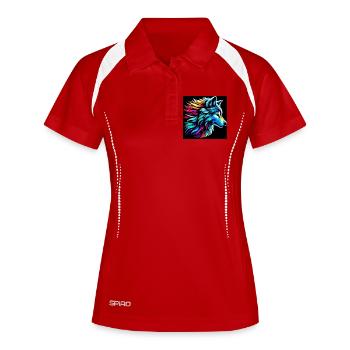 Wolf - Frauen Polo atmungsaktiv - Weiß/Navy - Vorne