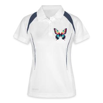 Papillon - Polo respirant Femme - blanc/marine - Devant