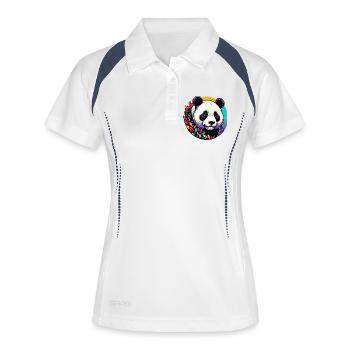 Panda - Frauen Polo atmungsaktiv - Weiß/Navy - Vorne