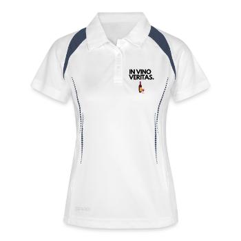 IN VINO VERITAS. - Frauen Polo atmungsaktiv - Weiß/Navy - Vorne