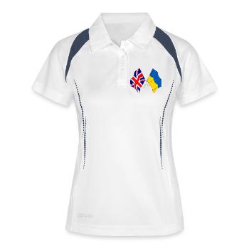 Drapeau de l’Angleterre et drapeau de l’Ukraine - Polo respirant Femme - blanc/marine - Devant