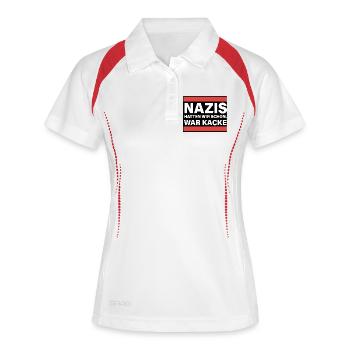 Nazis hatten wir schon war Kacke - Frauen Polo atmungsaktiv - Weiß/Navy - Vorne