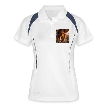 Sunset Beach Chic auf dem Fahrrad - Frauen Polo atmungsaktiv - Weiß/Navy - Vorne