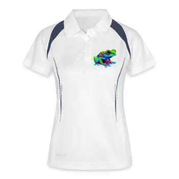 Frosch - Frauen Polo atmungsaktiv - Weiß/Navy - Vorne