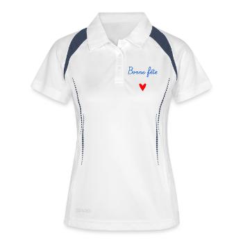 MAMIE. FÊTE DES MÈRES. BONNE FÊTE MAMIE. JE T'AIME - Polo respirant Femme - blanc/marine - Devant