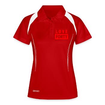 Love Forty Tennis Birthday Design 40 Shirt - Frauen Polo atmungsaktiv - Weiß/Navy - Vorne