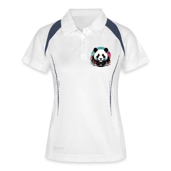 Panda - Frauen Polo atmungsaktiv - Weiß/Navy - Vorne