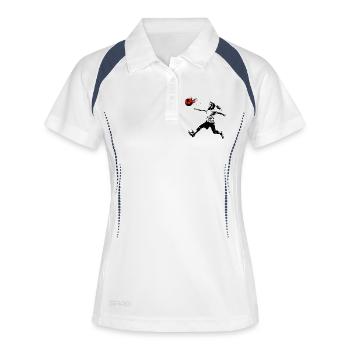 MädchenFussball - Frauen Polo atmungsaktiv - Weiß/Navy - Vorne