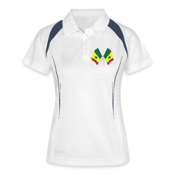 Zwei Flaggen Senegals gekreuzt - Frauen Polo atmungsaktiv - Weiß/Navy - Vorne