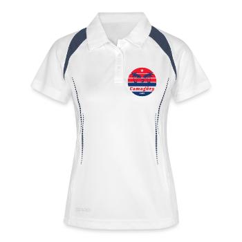 Camagüey Kuba Palmen Karibik Design - Frauen Polo atmungsaktiv - Weiß/Navy - Vorne