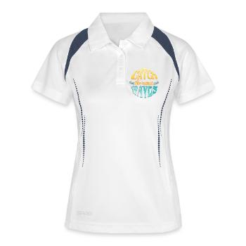 Surf et CatchTheWaves - Polo respirant Femme - blanc/marine - Devant