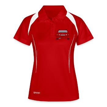 Deutsches Auto Heckansicht Weiß - Frauen Polo atmungsaktiv - Weiß/Navy - Vorne