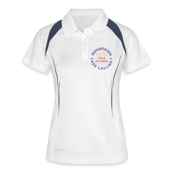 Trailrunning - Berge rufen - Frauen Polo atmungsaktiv - Weiß/Navy - Vorne