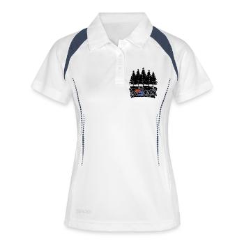 Arbre bois scie bûcheron boiserie arbre cutter - Polo respirant Femme - blanc/marine - Devant