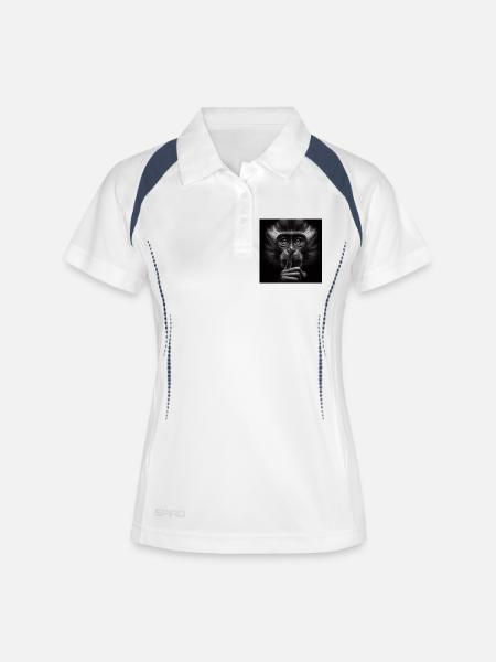 A Silent Monkey - Women's Polo breathable - white/navy