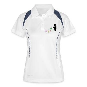 Faucheuse arrosant le jardin de Skull Flowers - Polo respirant Femme - blanc/marine - Devant