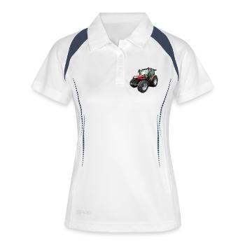 M F 4708 M Traktor - Frauen Polo atmungsaktiv - Weiß/Navy - Vorne