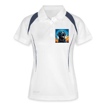 Popartlabrador - Frauen Polo atmungsaktiv - Weiß/Navy - Vorne