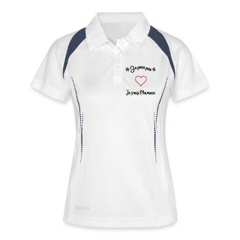 MAMA - Frauen Polo atmungsaktiv - Weiß/Navy - Vorne