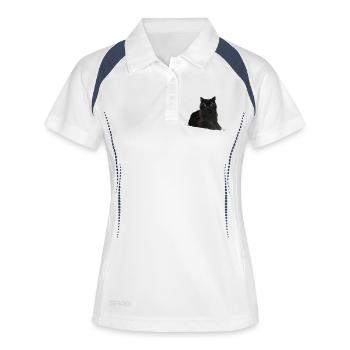 Katze - Frauen Polo atmungsaktiv - Weiß/Navy - Vorne