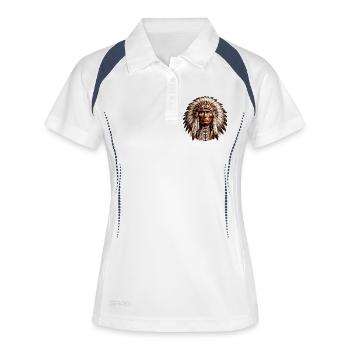 Amérindien Peau rouge d’Amérique - Polo respirant Femme - blanc/marine - Devant