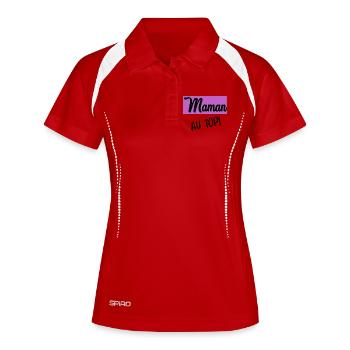 MAMA - Frauen Polo atmungsaktiv - Weiß/Navy - Vorne
