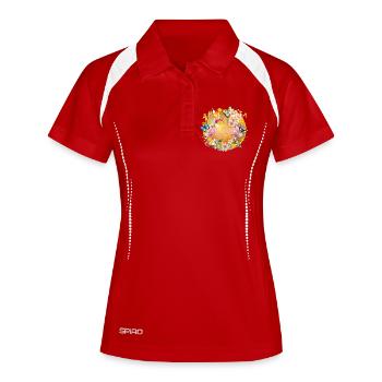 spring-like colourful flowers and butterflies - Women's Polo breathable - white/navy - Front