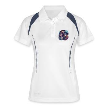 Ich liebe das Leben - Frauen Polo atmungsaktiv - Weiß/Navy - Vorne