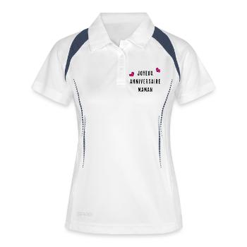 JOYEUX ANNIVERSAIRE MAMAN - Polo respirant Femme - blanc/marine - Devant