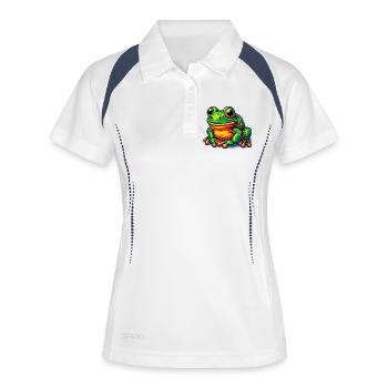 Frosch - Frauen Polo atmungsaktiv - Weiß/Navy - Vorne