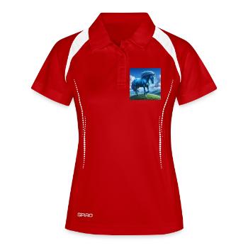 Cheval bleu - Polo respirant Femme - blanc/marine - Devant