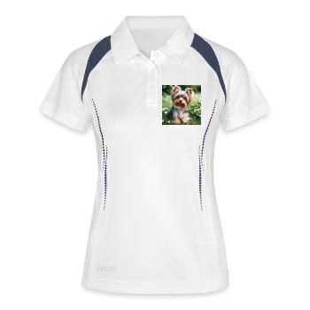 Yorkshire Terrier - Frauen Polo atmungsaktiv - Weiß/Navy - Vorne