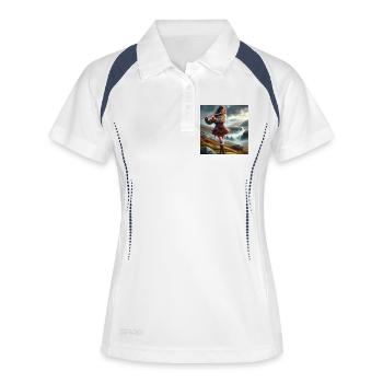 Musicienne celtique - Polo respirant Femme - blanc/marine - Devant