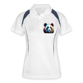 Panda - Frauen Polo atmungsaktiv - Weiß/Navy - Vorne