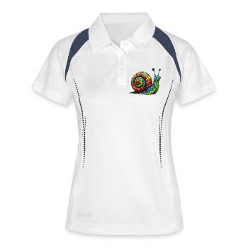 Schnecke - Frauen Polo atmungsaktiv - Weiß/Navy - Vorne