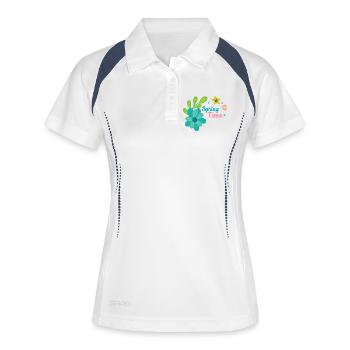 Spring Time Frühlingsshirt für die ganze Familie - Frauen Polo atmungsaktiv - Weiß/Navy - Vorne