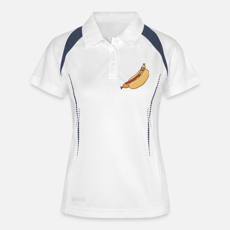 Bockwurst détendu en chignon - Polo respirant Femme - blanc/marine