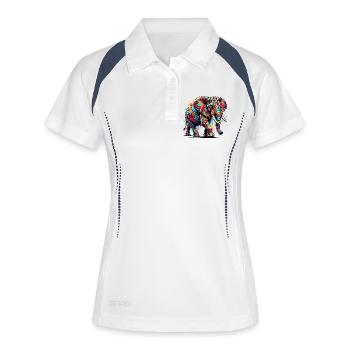 Éléphant - Polo respirant Femme - blanc/marine - Devant