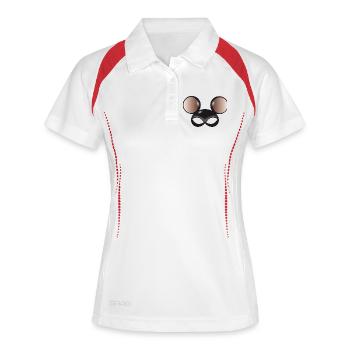 Masque de souris mystérieux avec de grandes oreilles de souris - Polo respirant Femme - blanc/marine - Devant