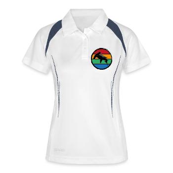 14 Hammerhai sunset - Frauen Polo atmungsaktiv - Weiß/Navy - Vorne