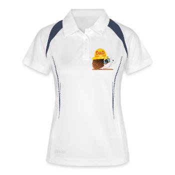 Hedgehog Dad - Bau - Frauen Polo atmungsaktiv - Weiß/Navy - Vorne