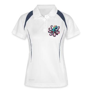 Pieuvre - Polo respirant Femme - blanc/marine - Devant