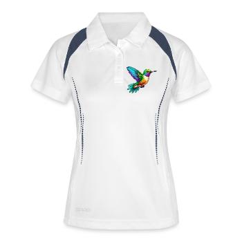 Kolibri - Frauen Polo atmungsaktiv - Weiß/Navy - Vorne