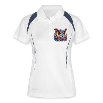 Eule - Frauen Polo atmungsaktiv - Weiß/Navy - Vorne