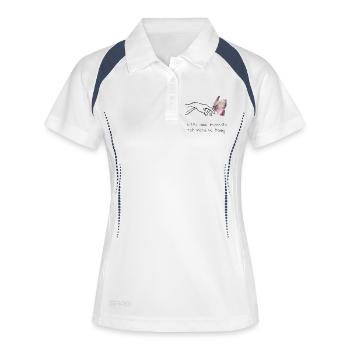 Kleine Momente - Glück - Achtsamkeit - Selbstliebe - Frauen Polo atmungsaktiv - Weiß/Navy - Vorne