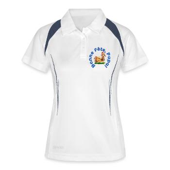 BONNE Fête des Pères PAPA POULETS - Polo respirant Femme - blanc/marine - Devant